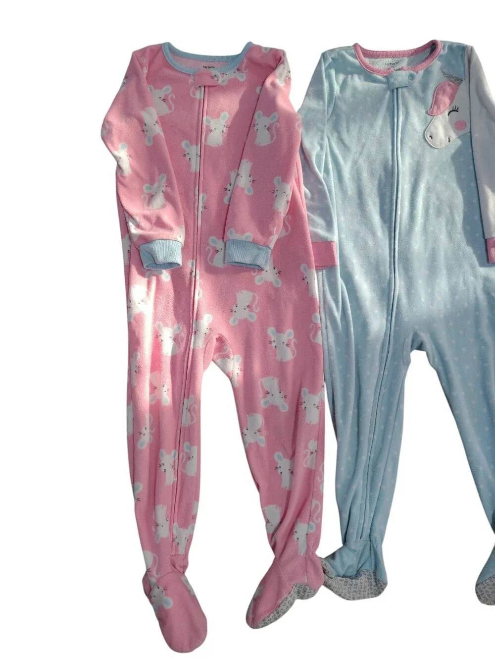 Carter's Pink, Light Blue & Lavender Footed One-Piece Sleepers Lot Of 3 Size 4T